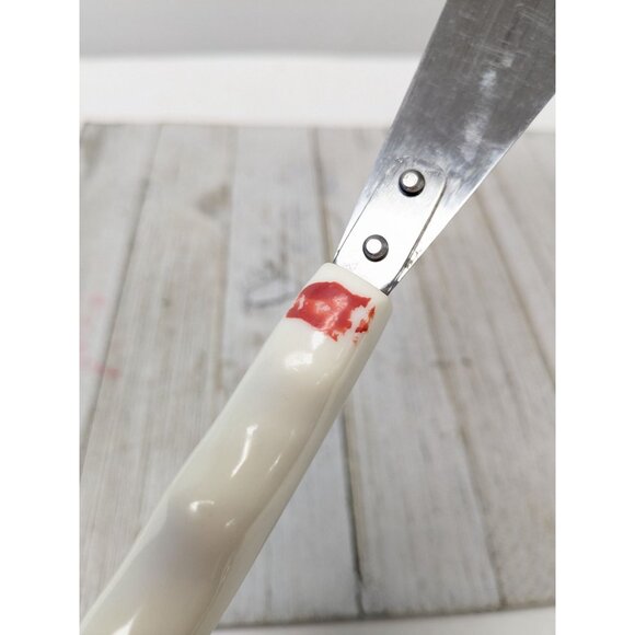 Vintage Household Stainless Spatula icing cake White Cornflower Blue Floral Hand - Picture 7 of 9